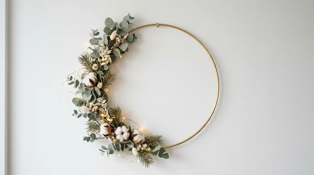 Wall mounted brass hoop wreath d