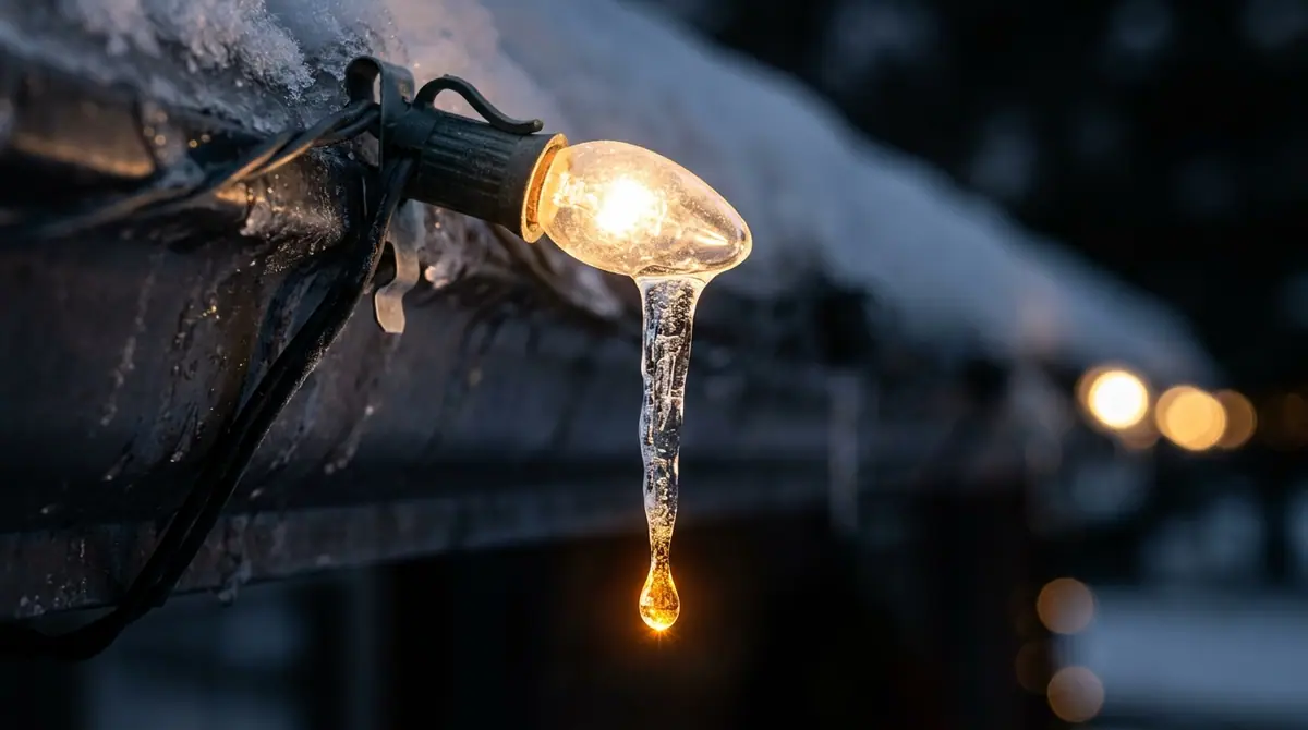Water droplet on icicle