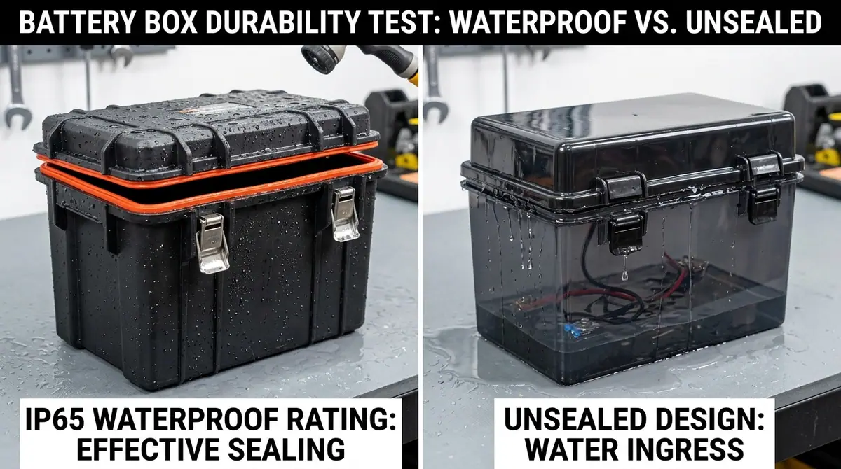 Waterproof battery box product test