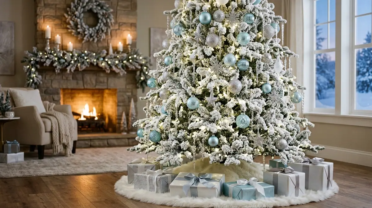 White christmas tree decorated i