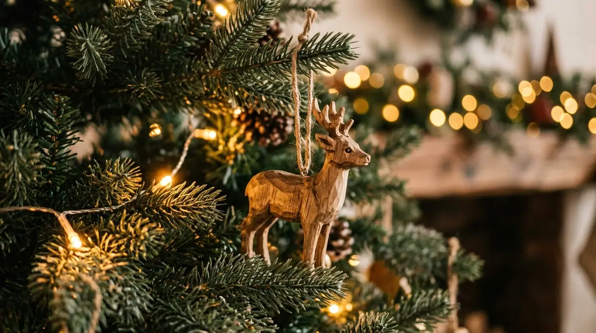 Wooden deer ornament hanging