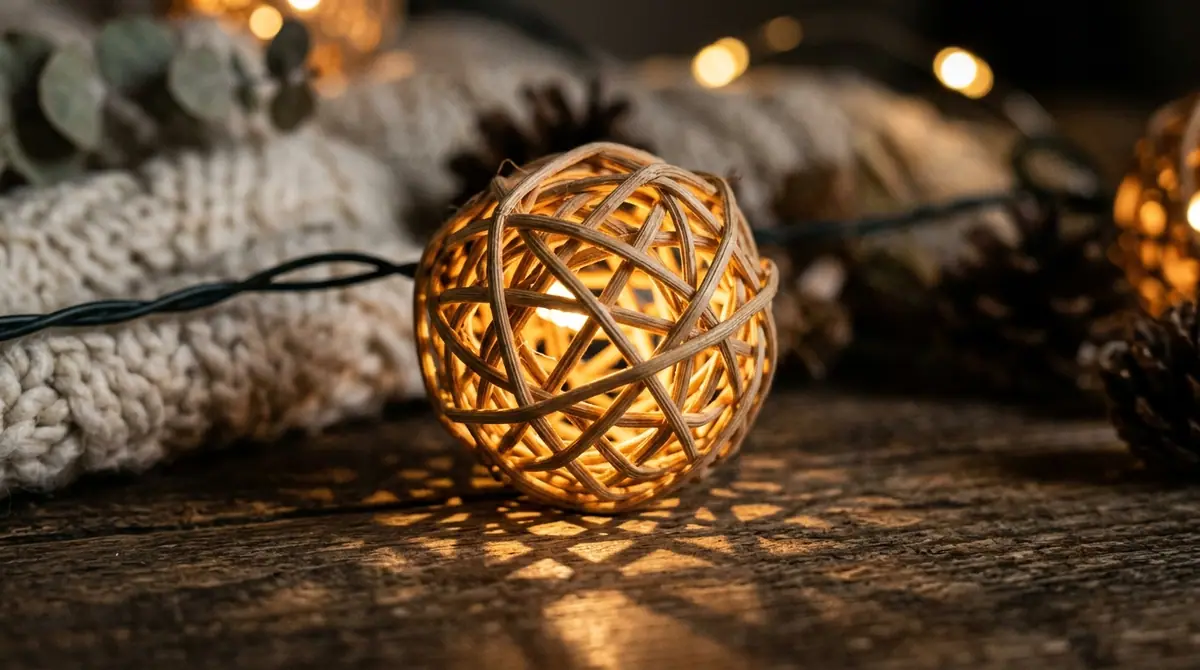 Woven rattan ball illuminating l
