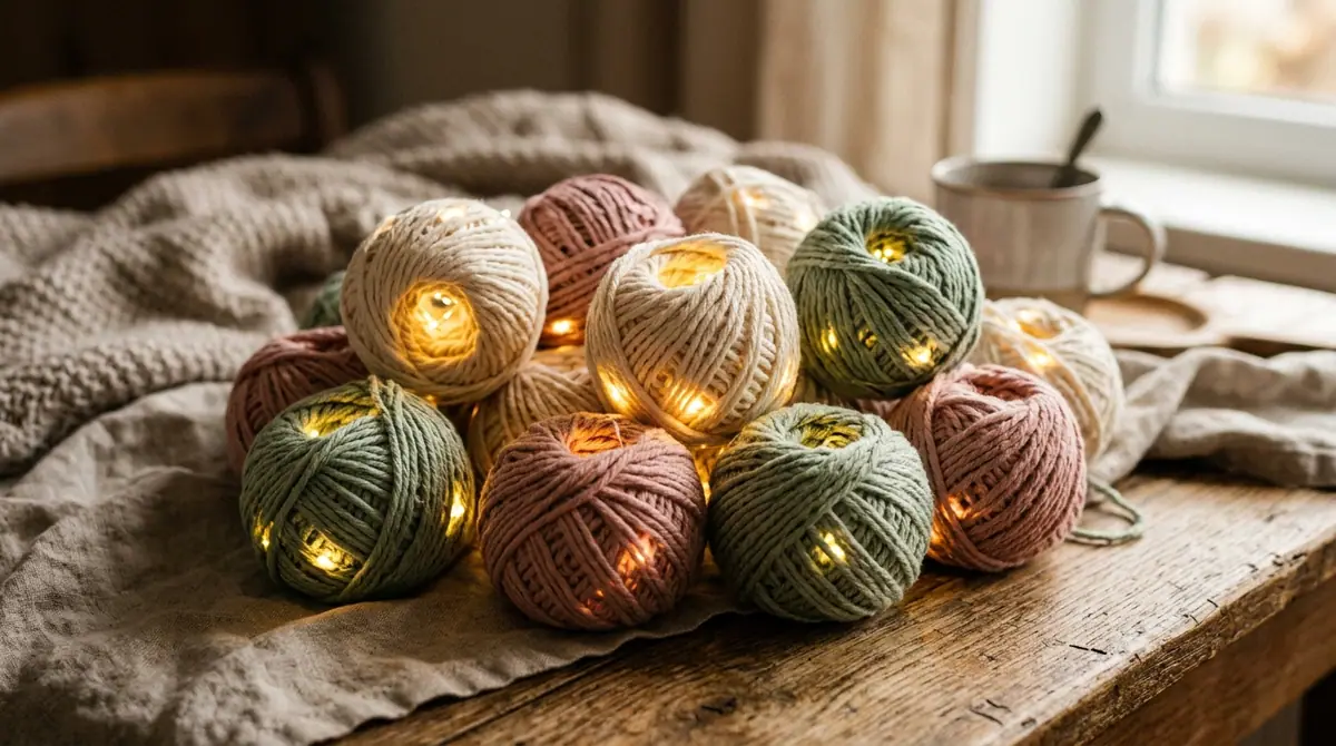 Woven yarn cotton balls illuminated