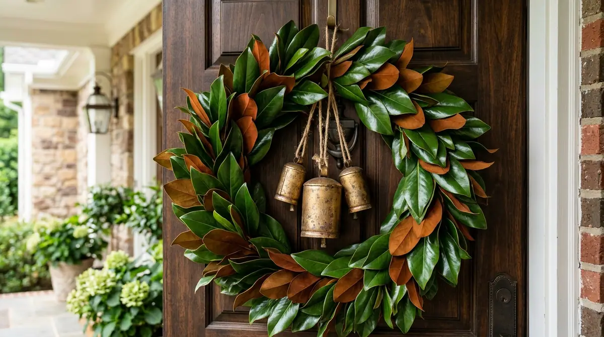Wreath with brass cowbells